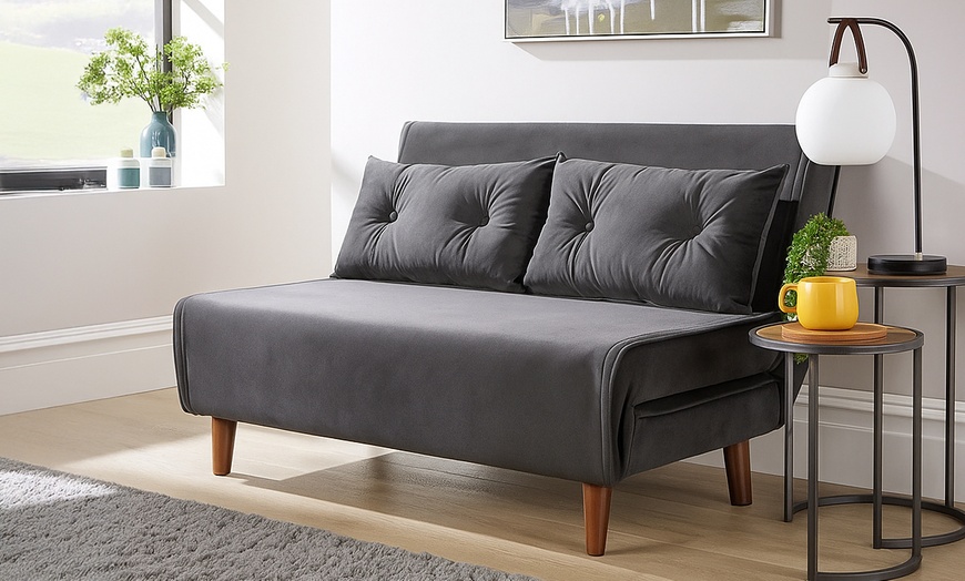 Image 1: 2 Seater Sofa Bed with Cushions