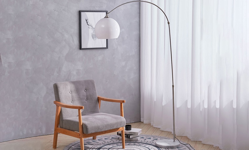 Image 1: Living And Home Arched Floor Lamp with Marble Base