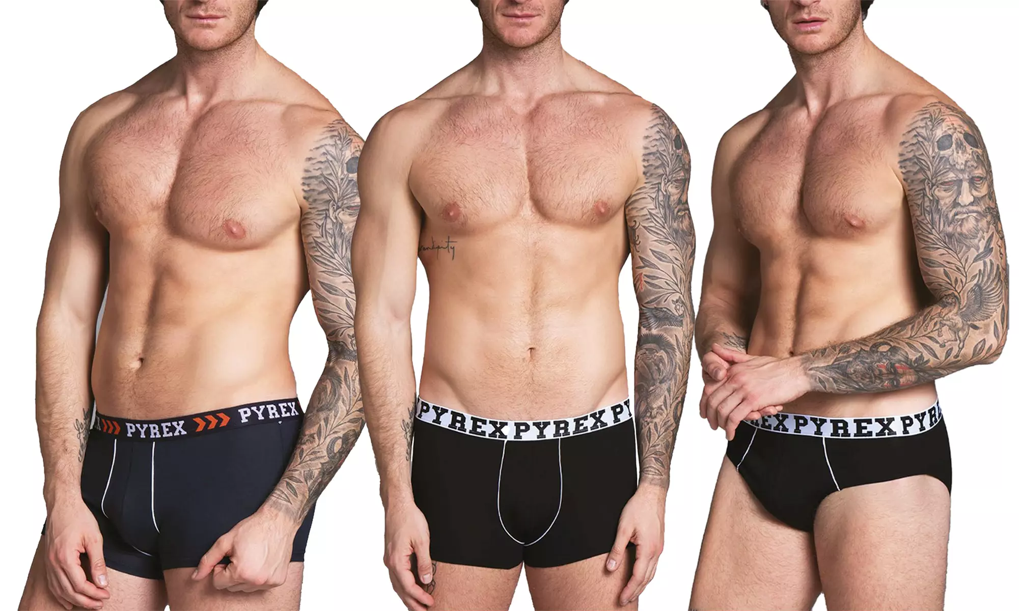 3 o 6 boxer o slip da uomo Pyrex, disponibili in 3 colori e dalla M alla XXL - Primary Image