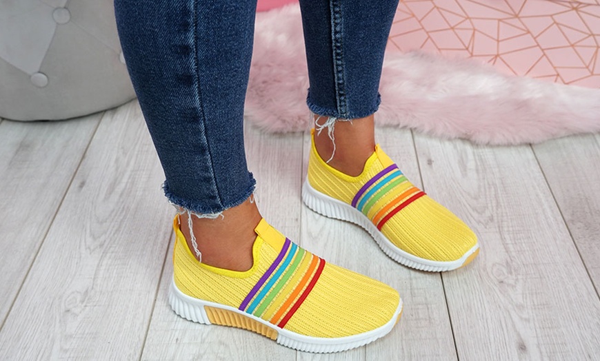 Image 20: Rainbow Knitted Slip-On Trainers