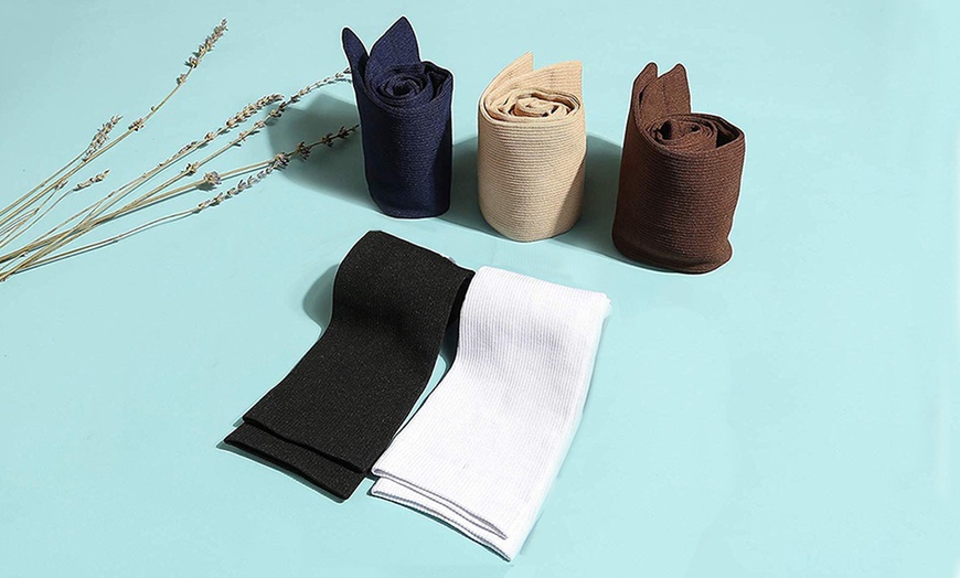 Image 1: 3-6 Pairs Knee-High Solid Compression Socks for Men & Women Graduated 15-20 mmHg