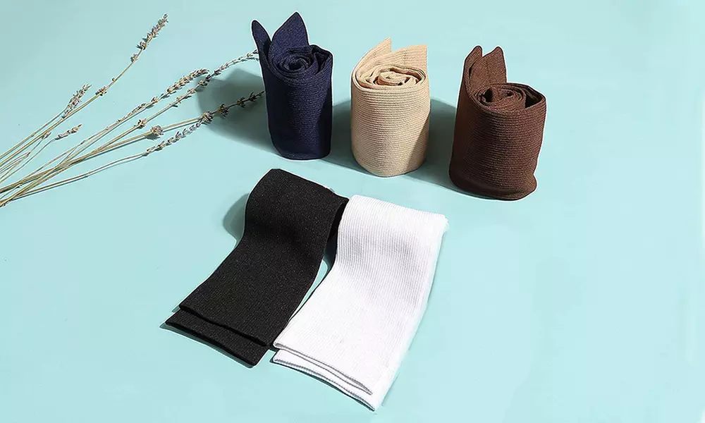 3-6 Pairs Knee-High Solid Compression Socks for Men & Women Graduated 15-20 mmHg