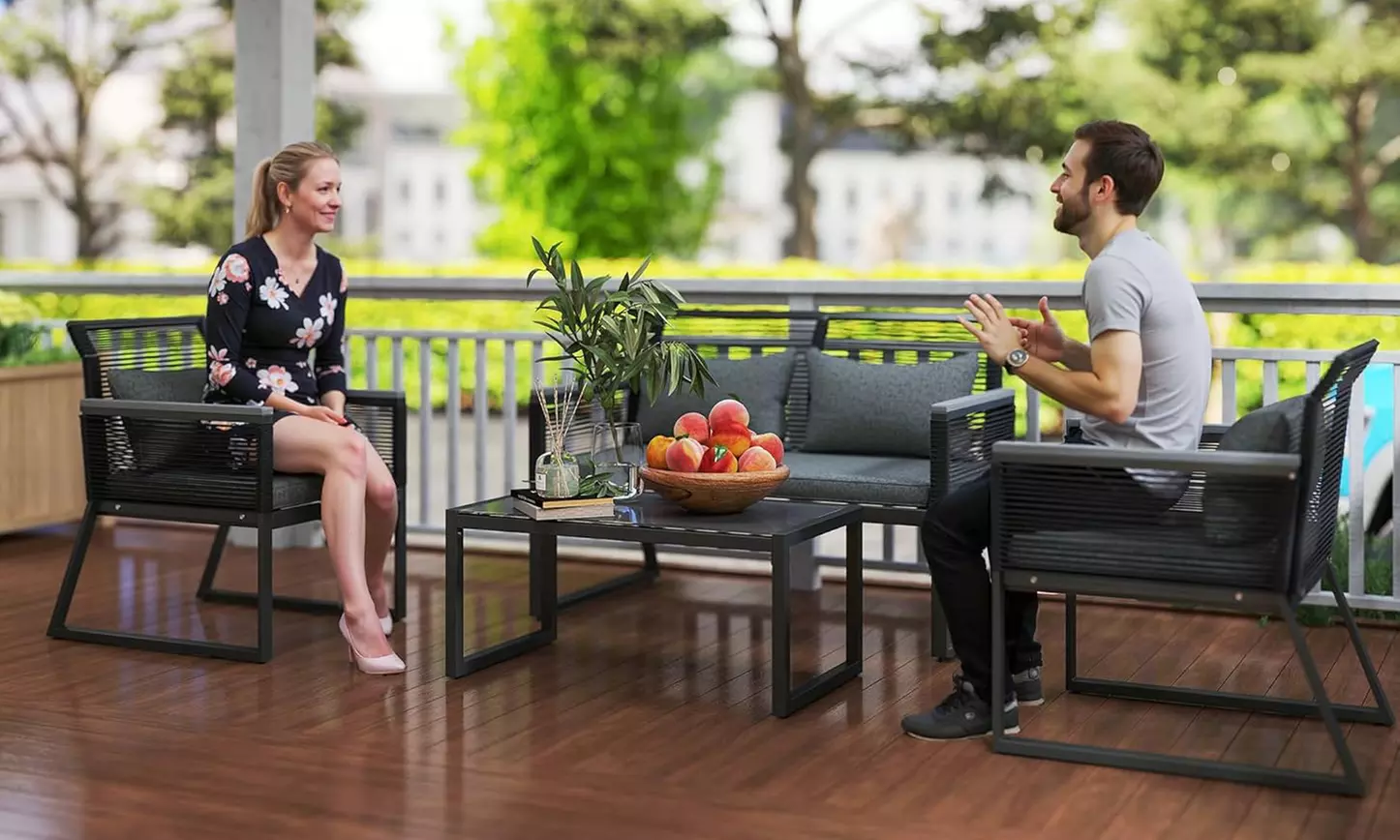 Outsunny Four-Piece Rattan-Effect Outdoor Furniture Set