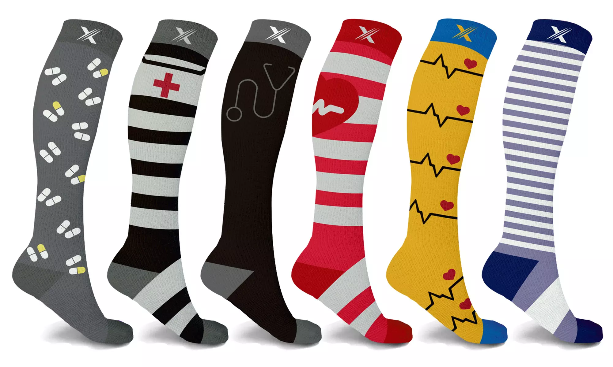 XTF Medical Knee-High Compression Socks Collection (3 or 6 Pairs)