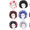 Image 1: Extra Large Long Hair Care Satin Bonnet Cap Night Sleep Hat Head Wrap Cover