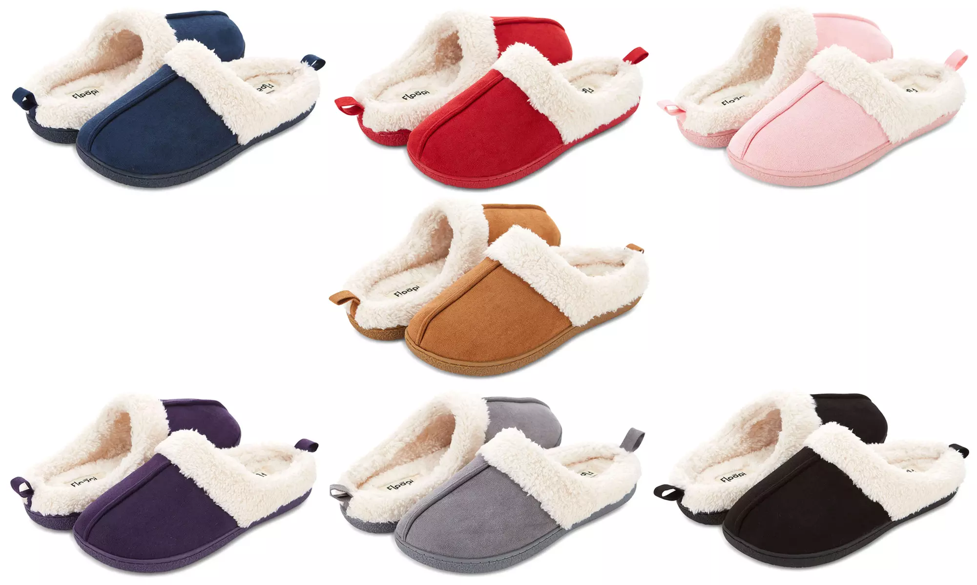 Floopi Women's Indoor Outdoor Fur Lined Clog Slippers with Memory Foam