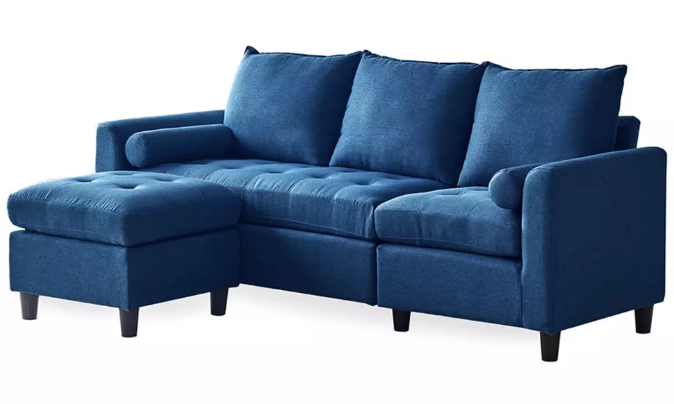 Canapé 3 places "Charles" en velours ou tissu avec pouf de Kocoon