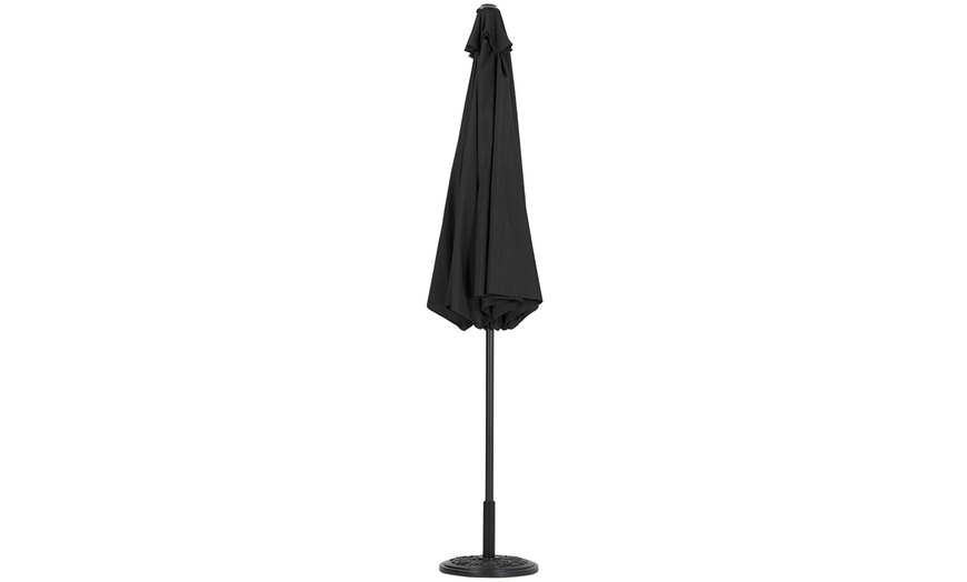 Image 33: Large 3m Black Rotating Outdoor Parasol with Multiple Base Styles