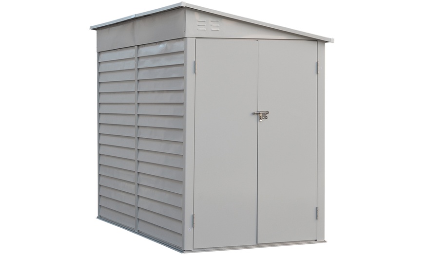 Image 3: Living And Home Steel Storage Shed with Lean-To Roof & Lockable Doors