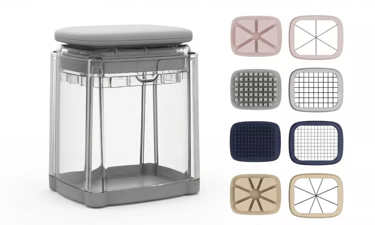 Press-Type Vegetable Chopper with Four Interchangeable Blades