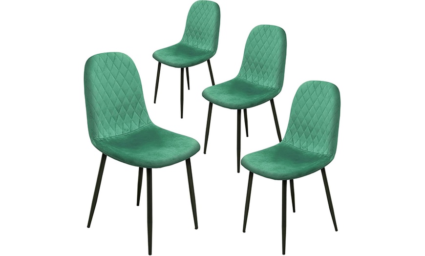 Image 9: Alivio Four-Piece Velvet Dining Chairs, Upholstered Curved Backrest