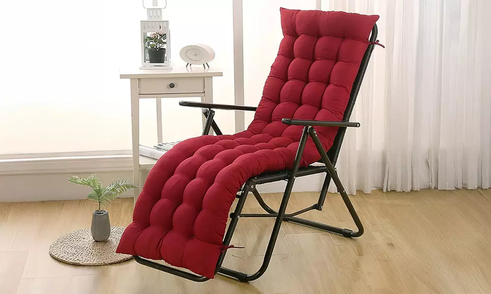 Chaise pliante avec coussin et dossier inclinable