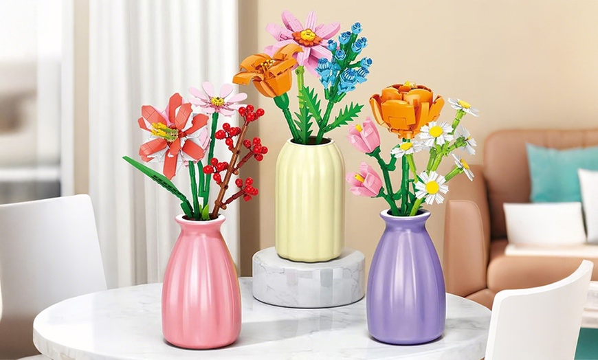 Image 4: Calendario dell'Avvento con blocchi da costruzione a bouquet di fiori