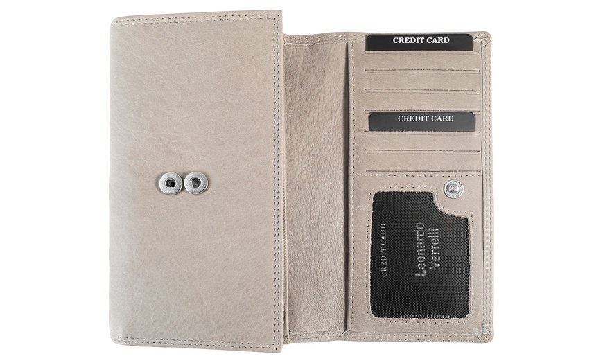Image 27: Cartera de piel genuina para mujer Leonardo Verrelli