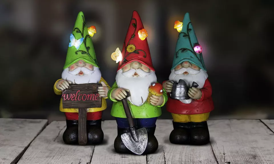 Solar-Powered Colorful Gnome Statue - Primary Image