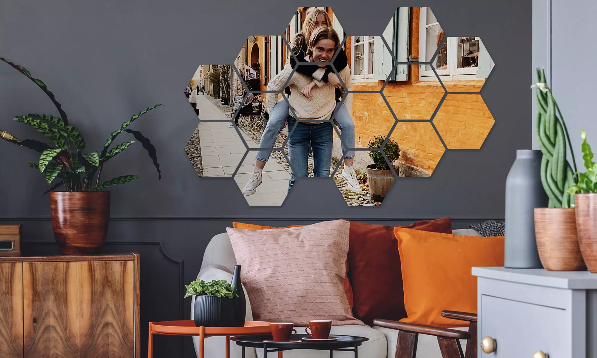 Personalisierbare Foto-Wandbild über 5, 6, 8 oder 12 Hexagone