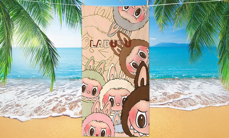 Image 10: Labubu Inspired Cute Beach Towel
