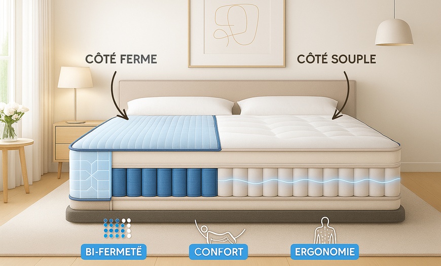 Image 2: Matelas Biconfort 2 zones de confort (souple et ferme), Sampur
