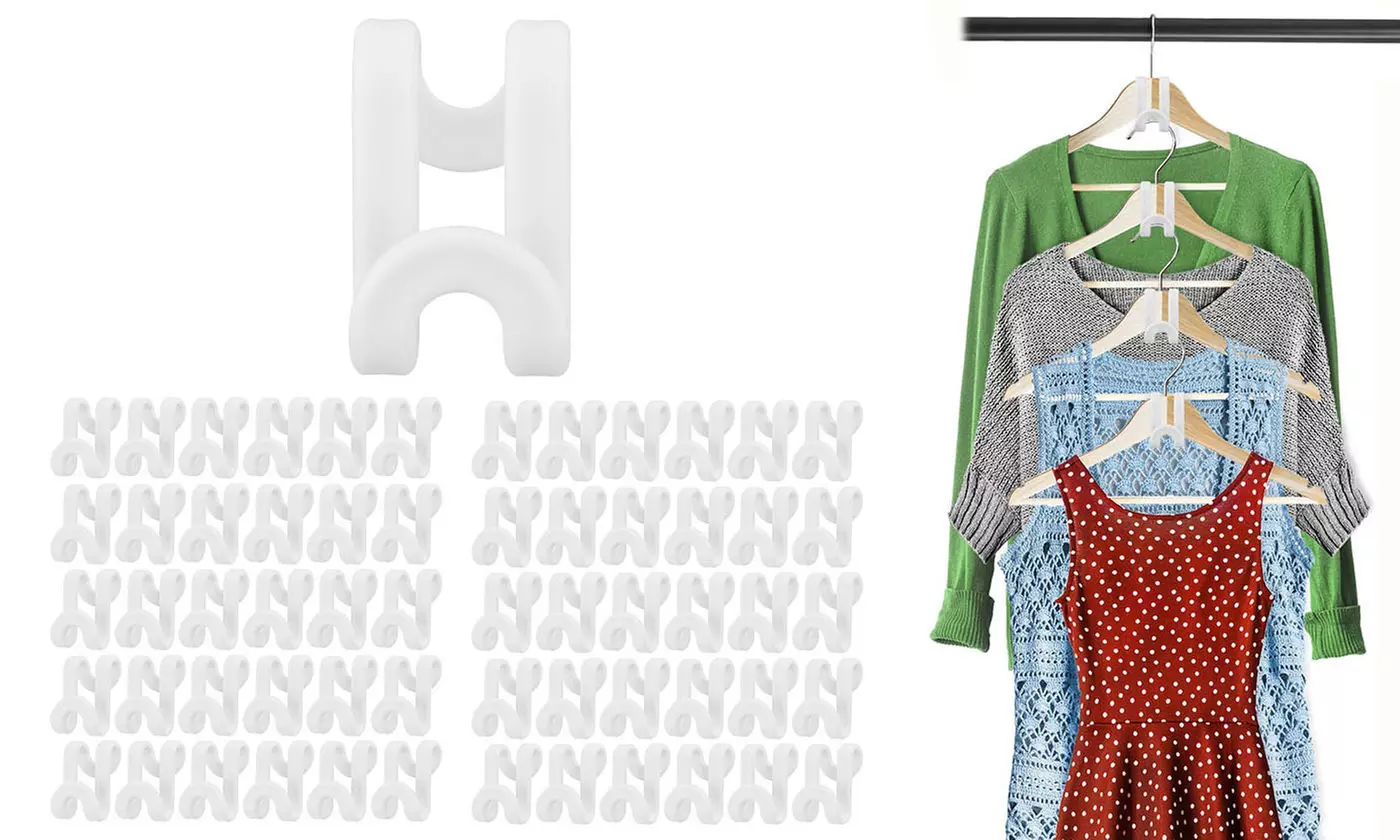 60 PCS Heavy Duty Clothes Hanger Connector Hooks Space Saving Extender Clips