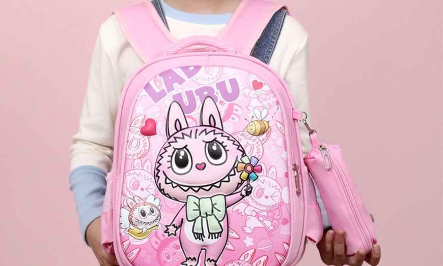 Image 2: Labubu Inspired Kids' Backpack with Pencil Case
