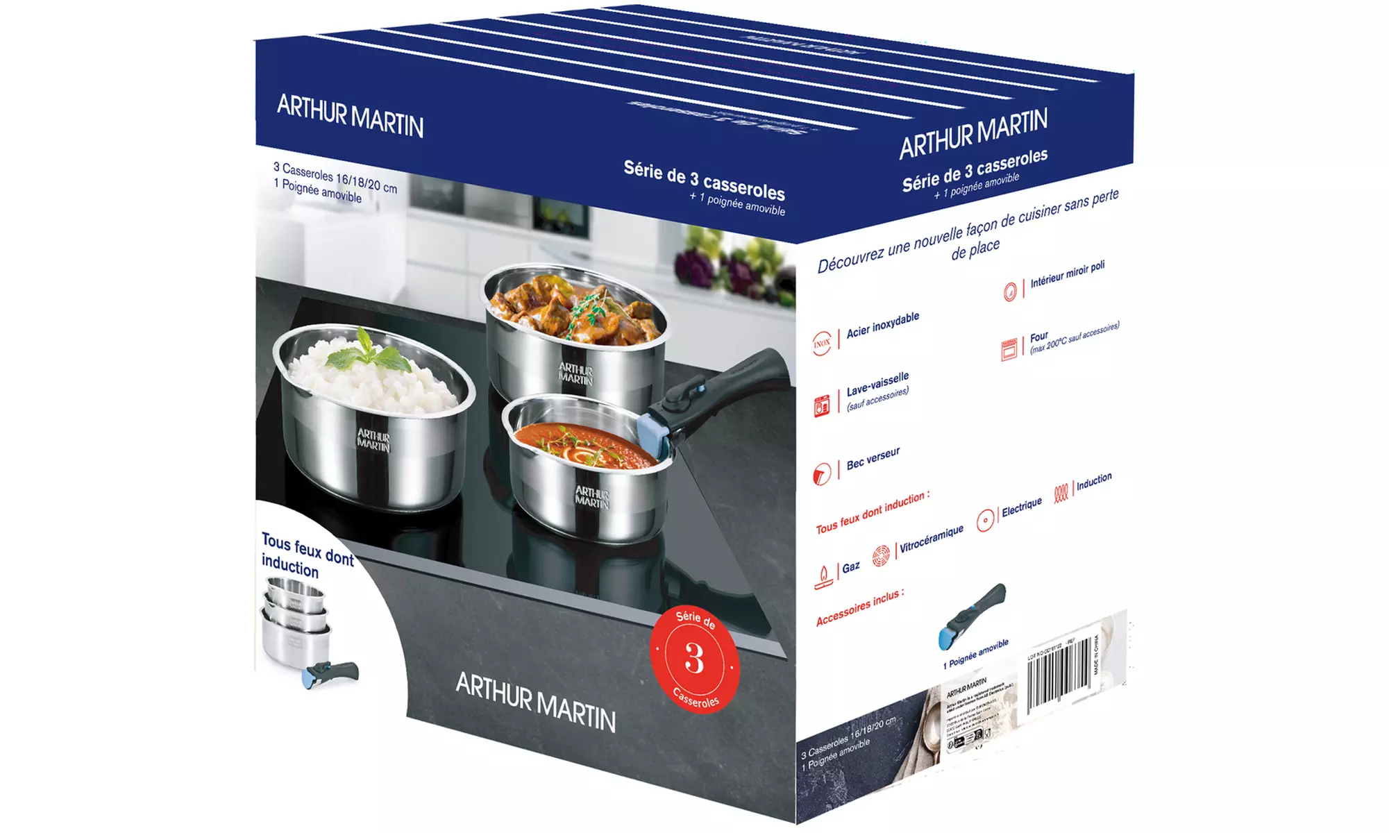 Lot de casseroles ou batterie de cuisine Arthur Martin