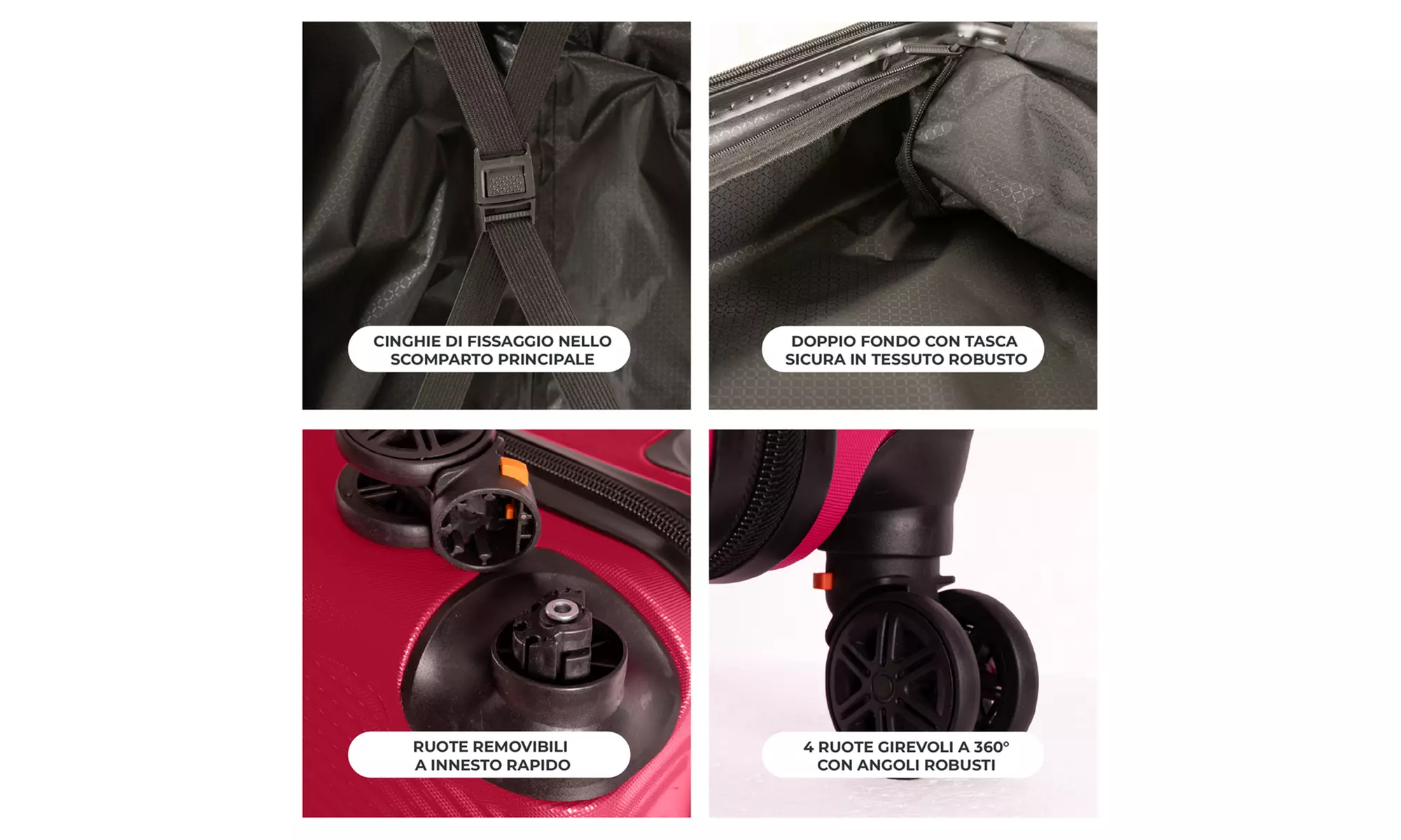 Maleta de cabina de ABS con ruedas desmontables