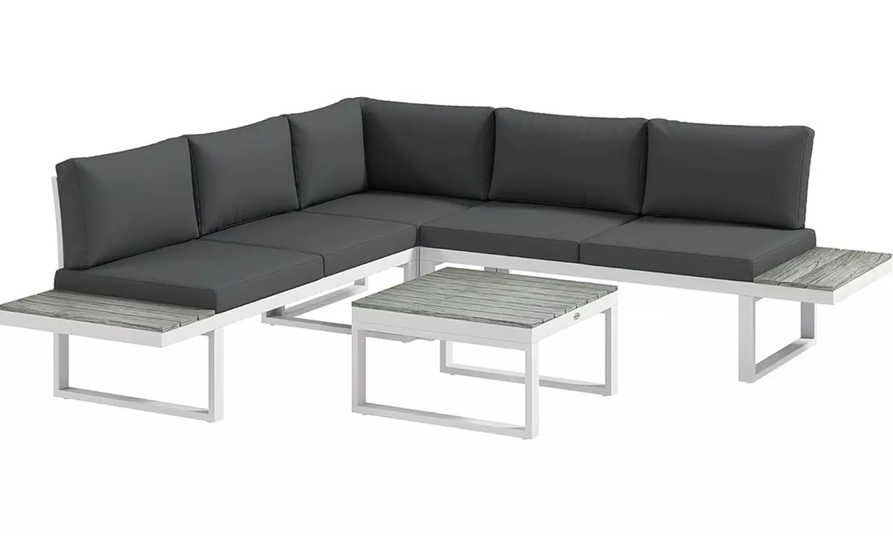 Four-Seater Outsunny Garden Set with Recline Corner Sofa and Table