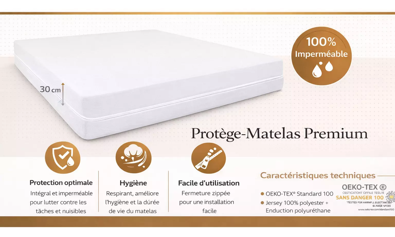 Protège-matelas Intégral Anti-punaise Quiétude, imperméable