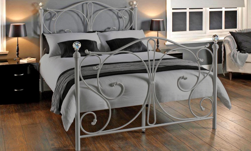 Image 5: Crystal Metal Bed Frame with Optional Mattress