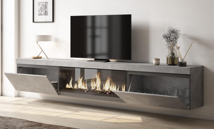 Image 22: Mueble de TV en suspensión con 3 módulos y espacio de almacenaje