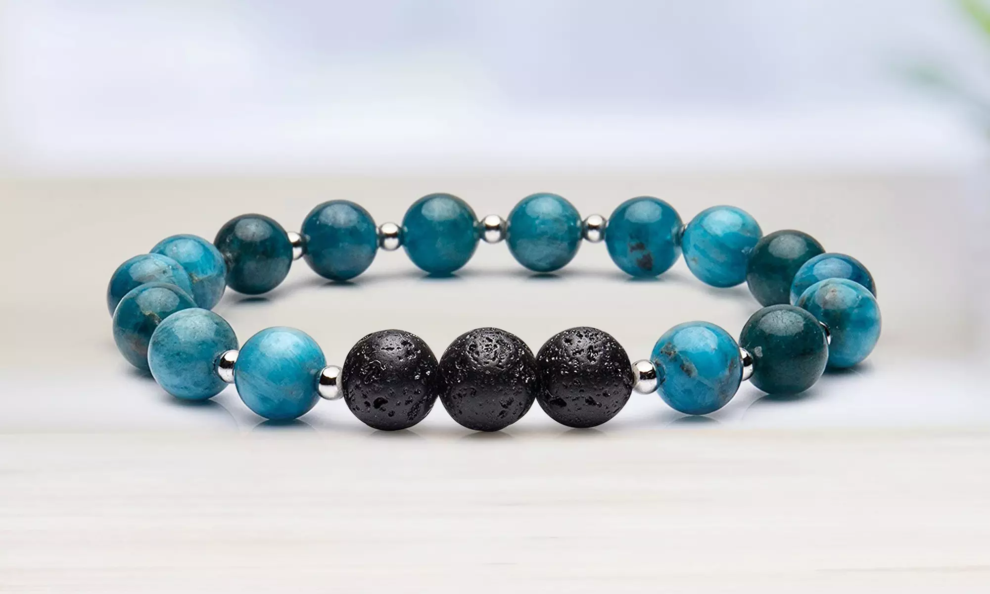 Lava Stone Turquoise-tone Diffuser Bracelet