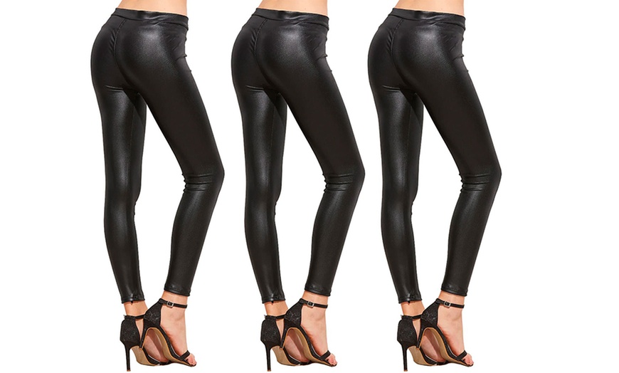 Image 6: Leggings estilo cuero con forro polar