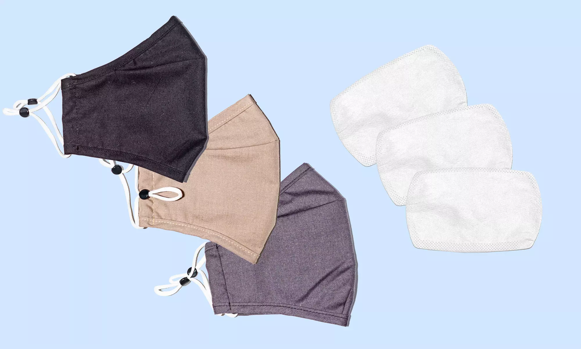 Woven Reusable Face Mask (3-6-12 Pack) w/Filters and Adjustable Ear Loops