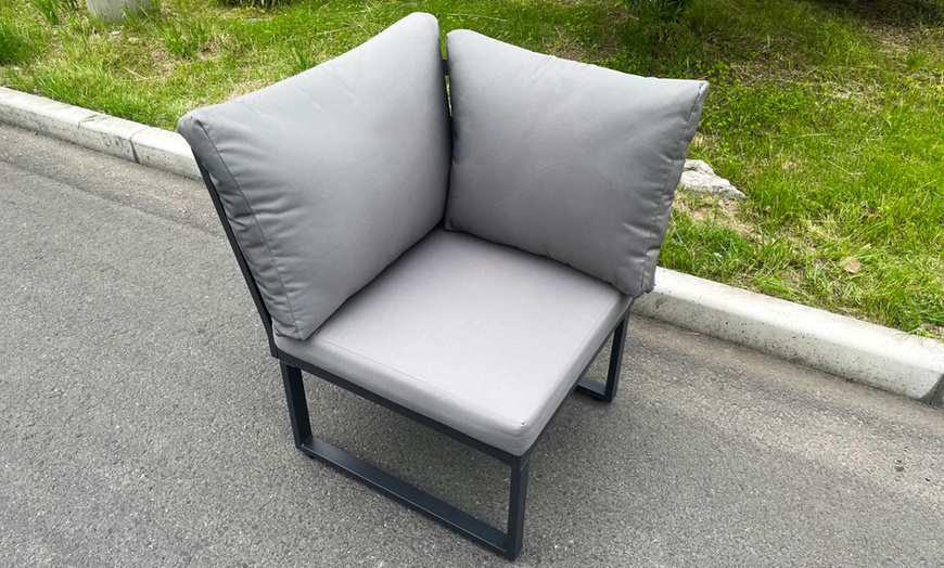 Image 3: Aluminum Gas Fire Pit Sofa Dining Set 