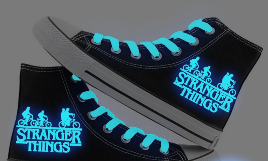 Image 5: Stranger Things Inspired Glow-in-the-Dark High-Top Trainers