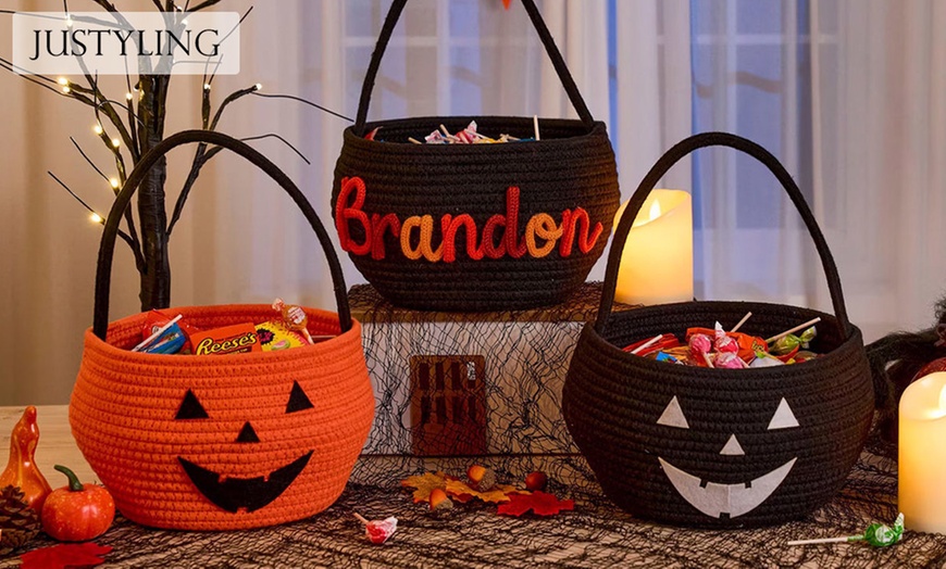 Image 1: Customized Trick or Treat Baskets with Pack Options - Yes Bobbleheads