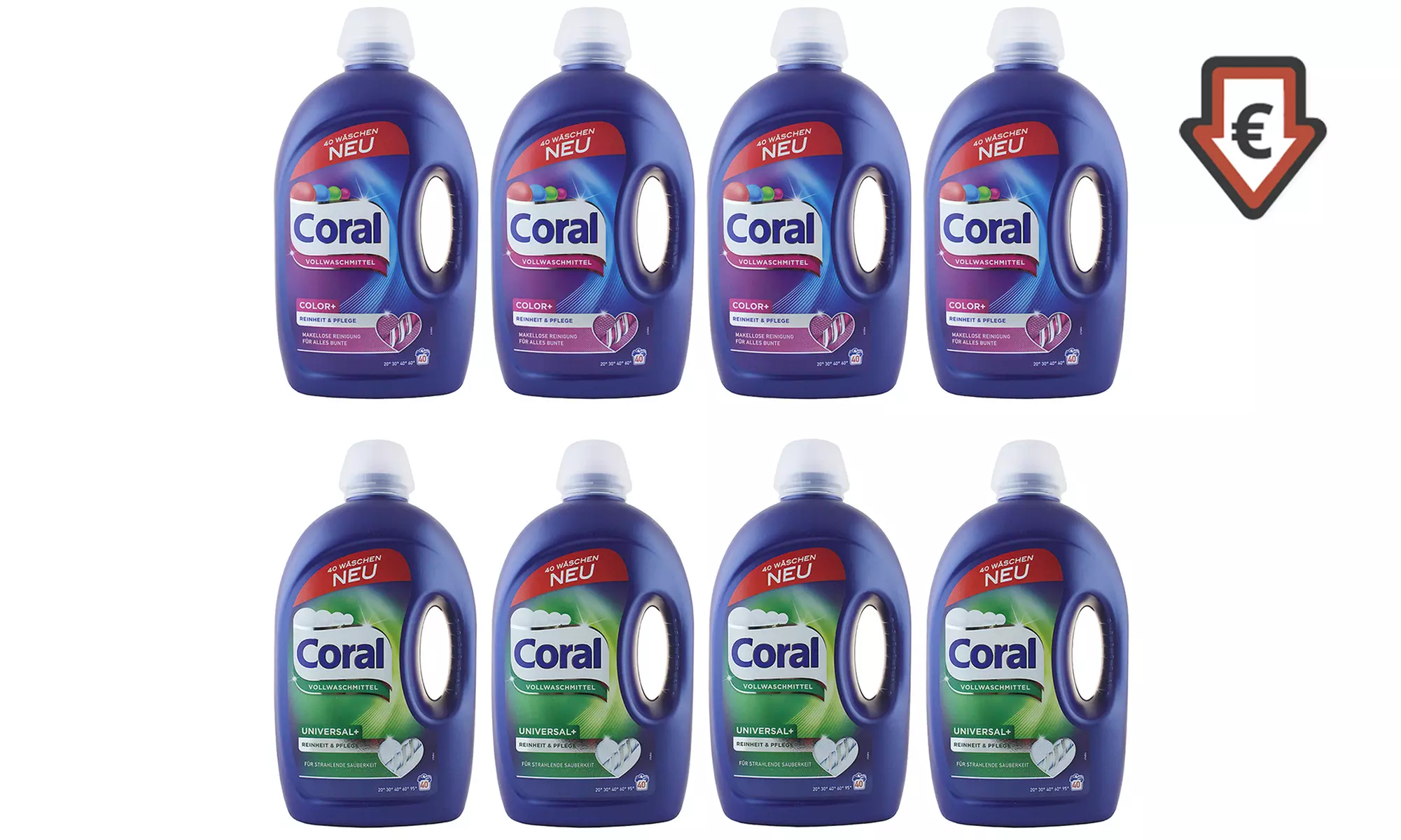 4x oder 8x 2,8 l Coral Vollwaschmittel in Color + oder Universal + - Primary Image