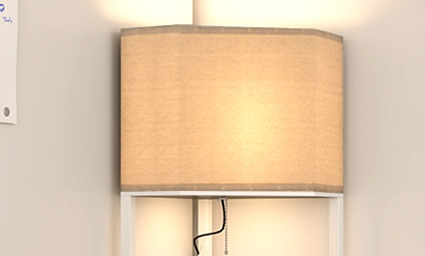 Image 20: HOMCOM Corner Floor Lamp with Shelves