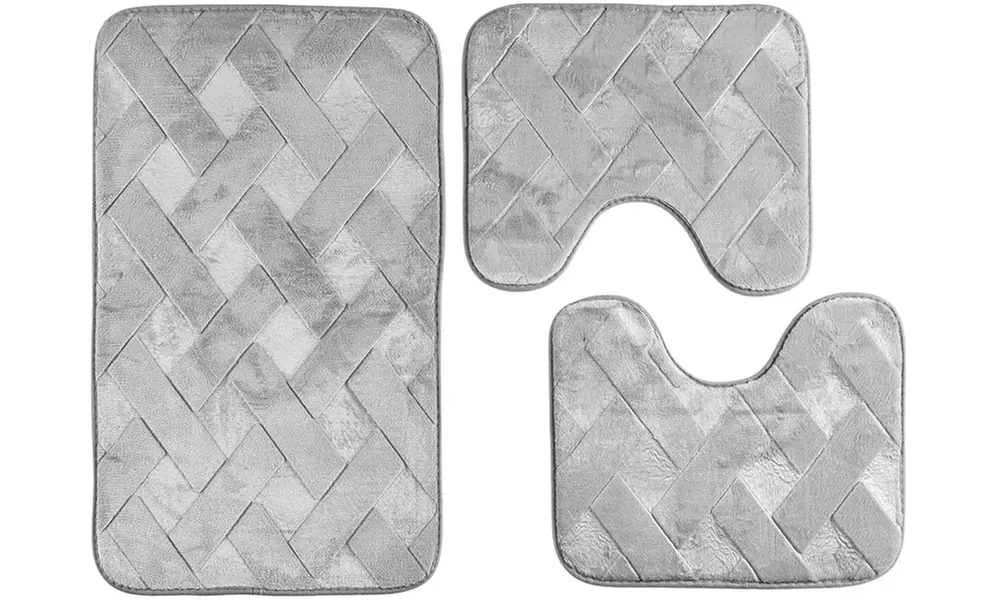 Lot de 3 tapis de bain à mémoire de forme Square
