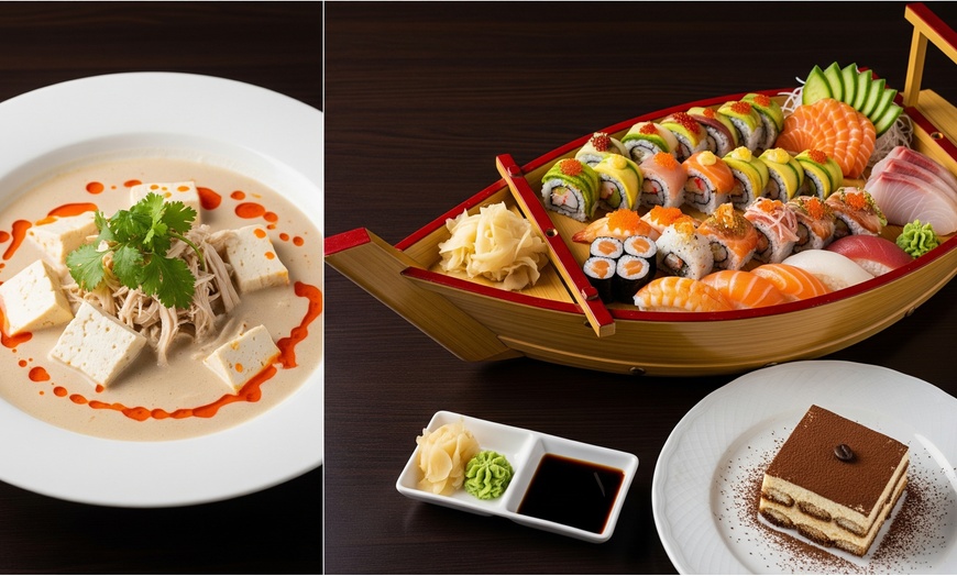 Image 1: 3-Gänge-Sushi-Menü mit Raw Platte, Vorspeise und Nachtisch nach Wahl