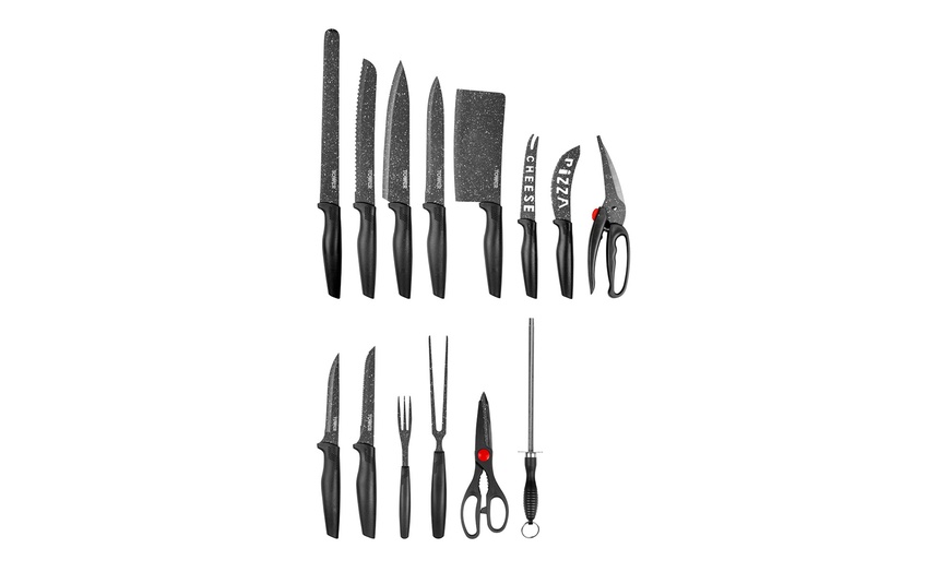 Image 2: Tower 24-Piece Stone-Coated Knife Set with Knife Sharpener