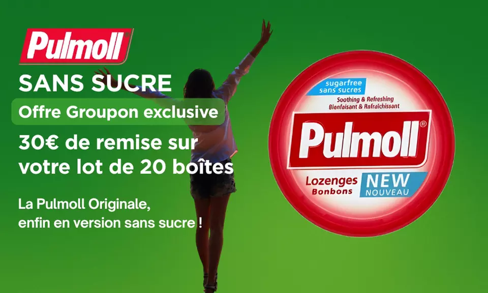 Craquez pour le goût Pulmoll sans sucre avec 30€ de bon d'achat