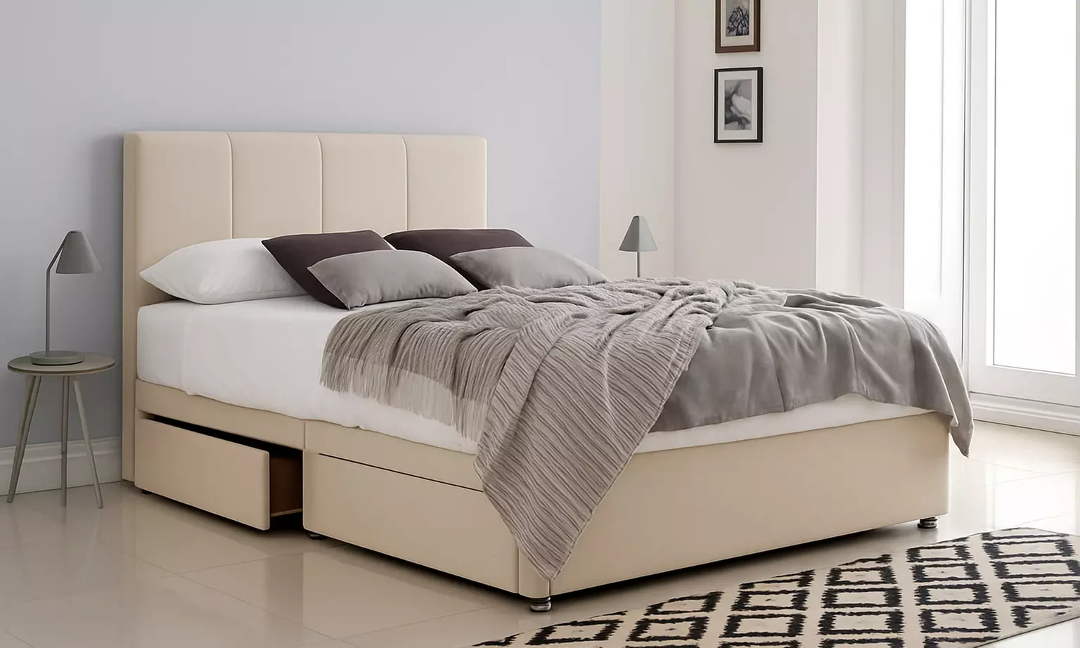 Panelled Divan Bed with Memory Foam Sprung Mattress