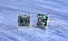 24k White Gold Plated 2 Cttw Alexandrite Square Stud Earrings