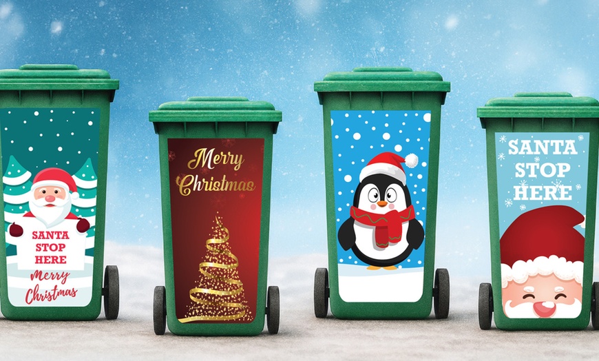 Image 1: Make Your Wheelie Bin Merry with Festive Christmas Stickers!