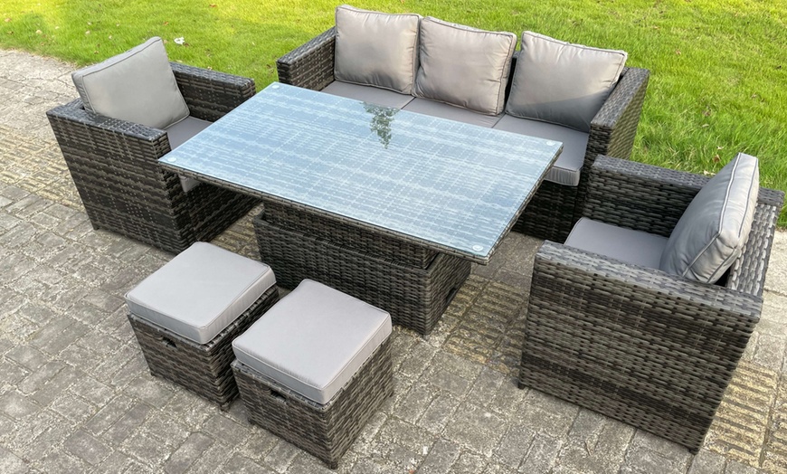 Image 1: Rattan Effect Garden Furniture Set