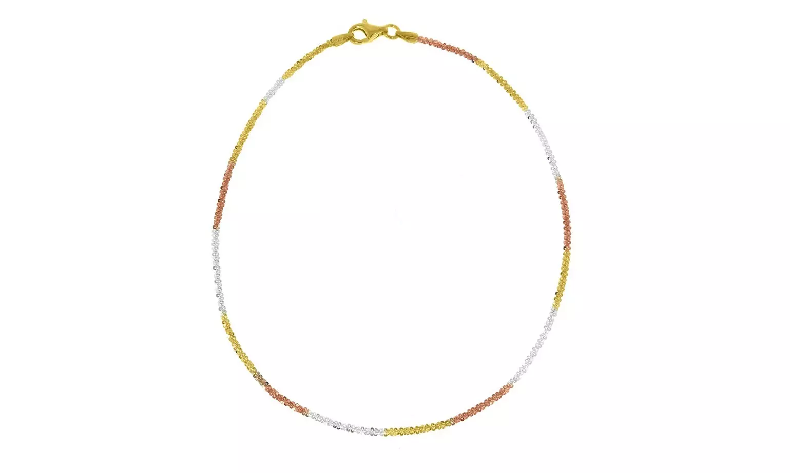 Italian 925 Sterling Silver Tri Color Anklet 9 or 10 Inch