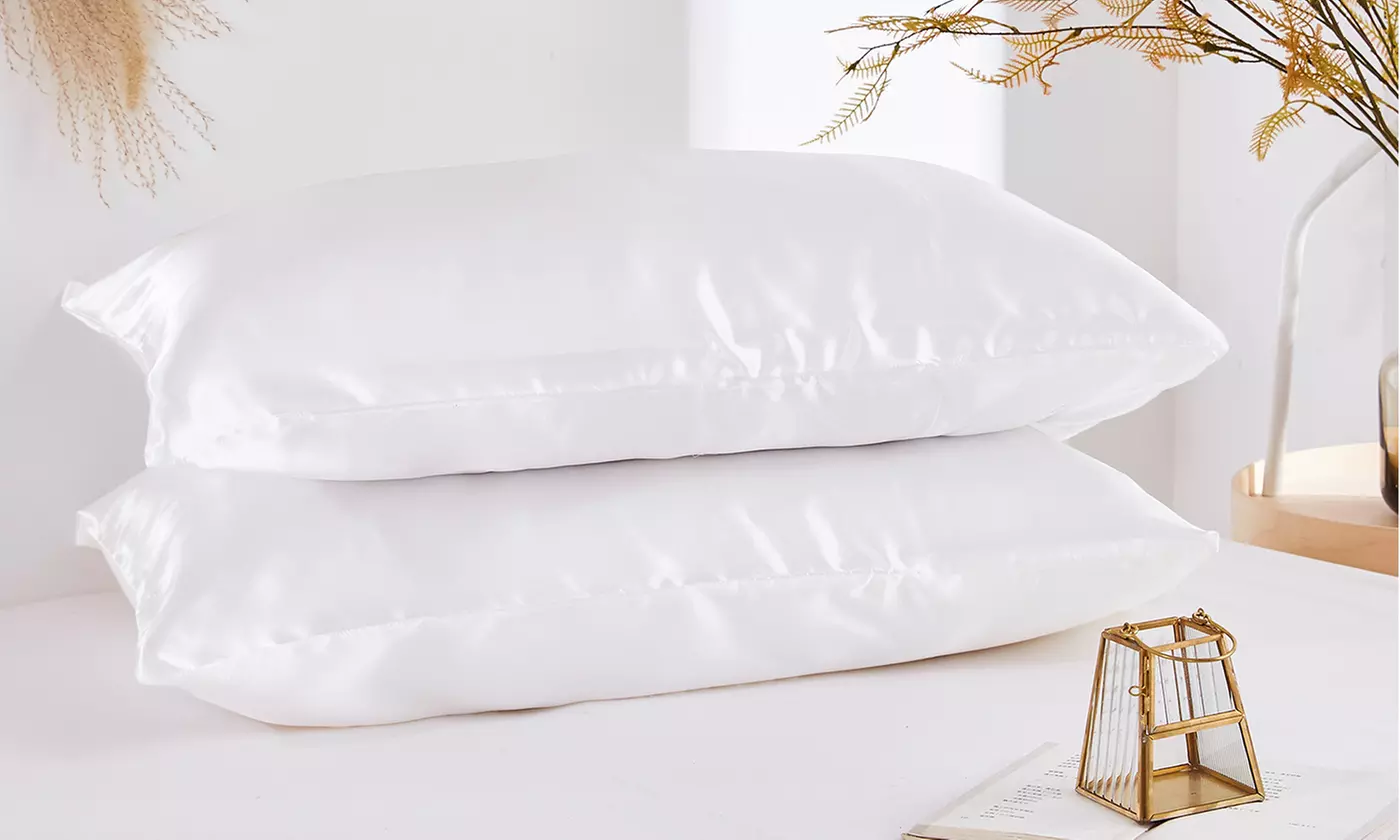 2 Pack Soft Satin Pillowcase Pillow Case Cushion Cover Queen King Size