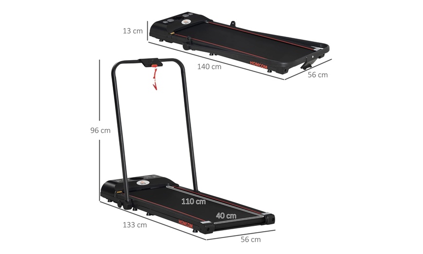 Image 7: HomCom Foldable Walking Pad and Treadmill, with LED Display