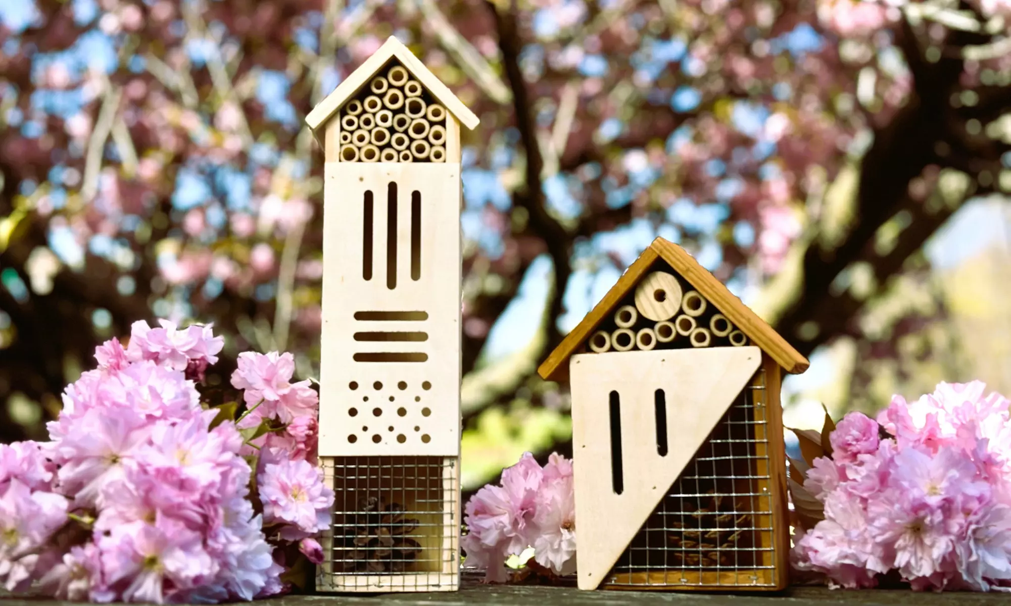 Hand Crafted Multicompartment Wooden Pollinating Houses for Bees & Butterflies